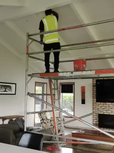 Ceiling Cleaning on Scafold