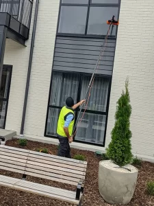 Cleaning windows on 2 story house
